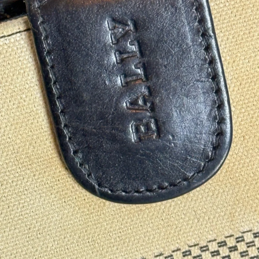 Bally Black Cream Woven Leather Bi Fold Wallet